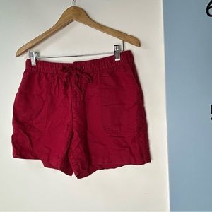 Liz Claiborne Red Linen Shorts Small Beach Vacation Casual